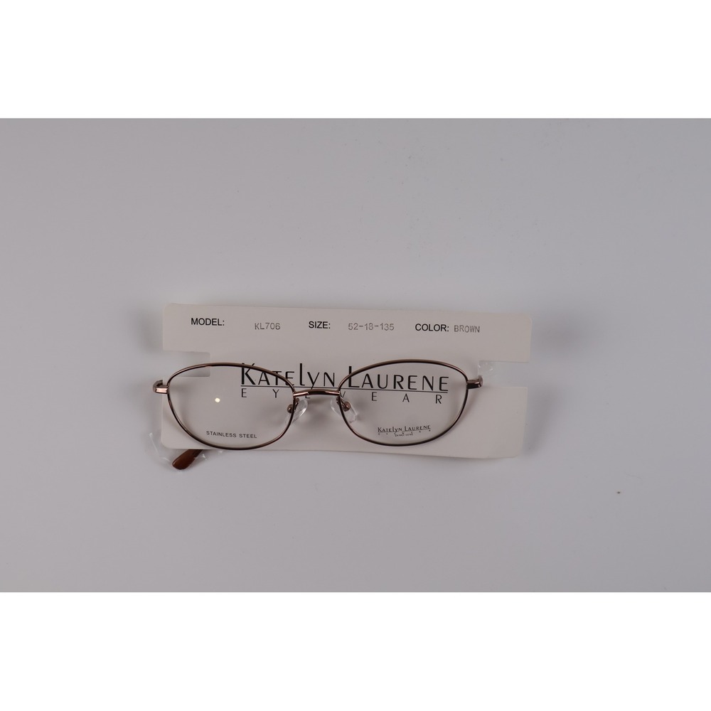Katelyn Laurene Womens Eyeglasses KL706 Brown Oval Stainless Steel 52-18-135 NWT